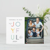 Moderne vreugdevolle feestdagen nieuwjaar fotokaar feestdagenkaart (Staand voorkant)