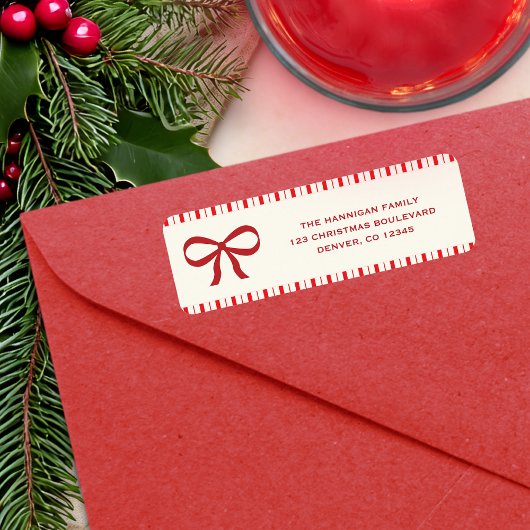 Moderne vreugdevolle Feestdagen Red Bow Etiket