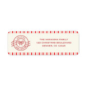 Moderne vreugdevolle Feestdagen Red Bow Etiket (Voorkant)