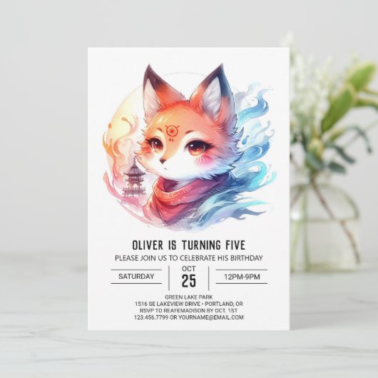 Moderne vreugdevolle Fox verjaardag Kaart (Staand voorkant)