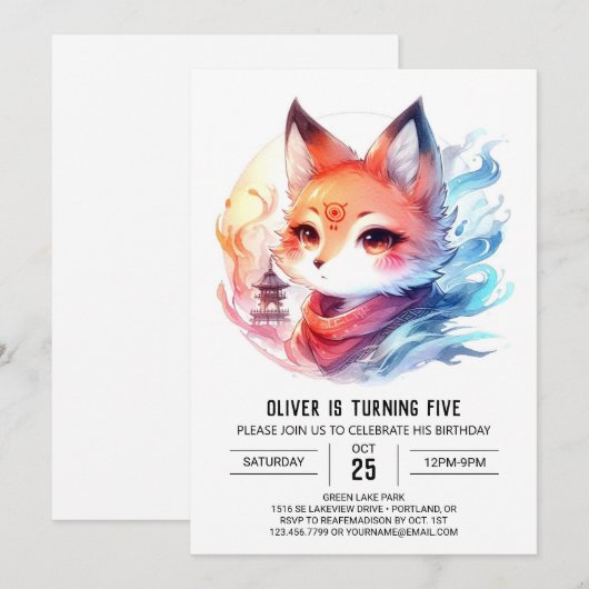 Moderne vreugdevolle Fox verjaardag Kaart (Voorkant / Achterkant)