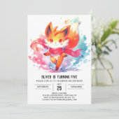 Moderne vreugdevolle Fox verjaardag Kaart (Staand voorkant)