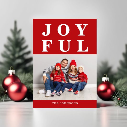 Moderne vreugdevolle kerstfoto feestdagenkaart