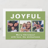 Moderne vreugdevolle kerstgroene fotocollage feestdagenkaart (Voorkant / Achterkant)