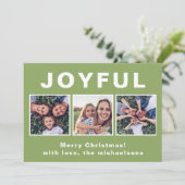 Moderne vreugdevolle kerstgroene fotocollage feestdagenkaart (Staand voorkant)