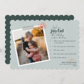 Moderne vreugdevolle redenen Groene foto-feestdag Feestdagenkaart (Voorkant / Achterkant)