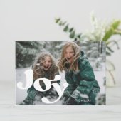 Moderne vreugdevolle retro typografie 1 foto minim feestdagenkaart (Staand voorkant)