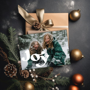 Moderne vreugdevolle retro typografie 1 foto minim feestdagenkaart