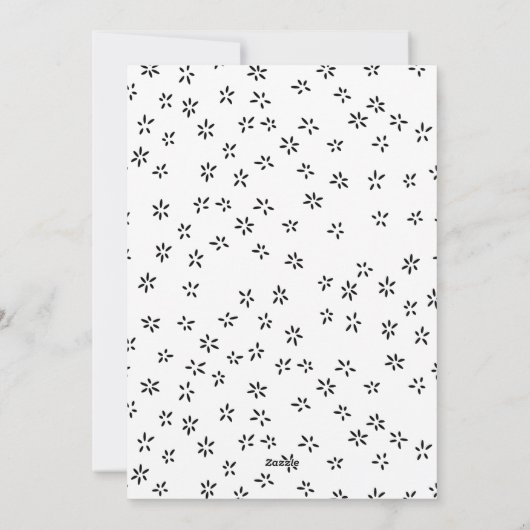 Moderne vreugdevolle sneeuwvlok zwarte boog foto feestdagenkaart (Achterkant)