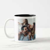 Moderne vreugdevolle typografie 2 foto tweekleurige koffiemok (Links)