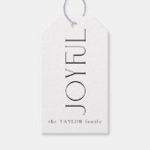 Moderne Vreugdevolle Typografie Kerstvakantie Cadeaulabel (Voorkant)