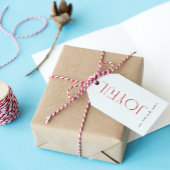 Moderne vreugdevolle typografie Rode Kerstvakantie Cadeaulabel