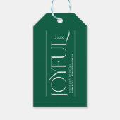 Moderne vreugdevolle vrolijke feestdagen prettig k cadeaulabel (Voorkant)