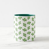 Moderne vriendelijke groene, succesvolle bladeren  tweekleurige koffiemok (Center)