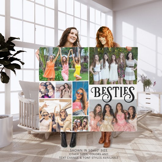 Moderne vrienden Aangepast 8 Foto Collage Uw Kleur Fleece Deken