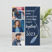 Moderne 'Vrienden' Afstudeerfeest Fotocollage Kaart (Staand voorkant)