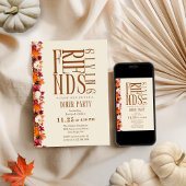 Moderne Vrienden geven Diner Bloemen Uitnodiging