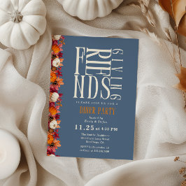 Moderne Vrienden geven Diner Bloemen Uitnodiging