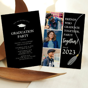 Moderne 'Vrienden' Graduation Party Photo Collage Kaart
