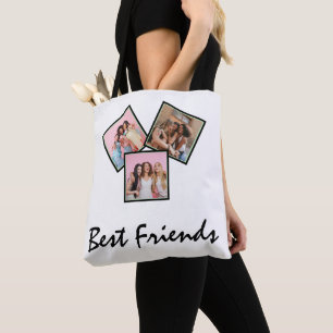 Moderne vriendencollagefoto's Eenvoudig Tote Bag