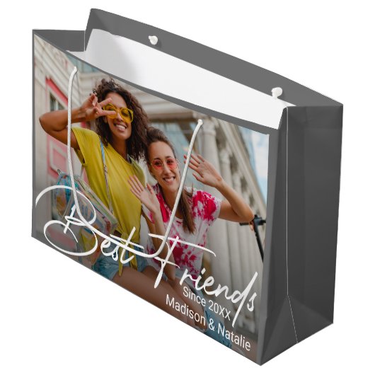Moderne Vriendschap Foto Gift Groot Cadeauzakje (Voorkant Gekanteld)