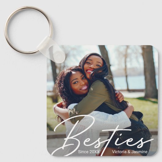 Moderne Vriendschap Foto Gift Sleutelhanger (Voorkant)