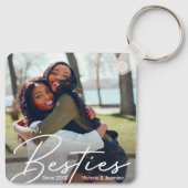 Moderne Vriendschap Foto Gift Sleutelhanger (Achterkant)