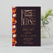 Moderne Vriendschappen Diner Bloemen Folie Uitnodiging (Staand Voorkant)