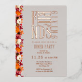 Moderne Vriendschappen Diner Bloemen Folie Uitnodiging (Voorkant)