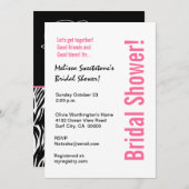 Moderne Vrijgezellenfeest Black White Zebra Kaart (Voorkant / Achterkant)