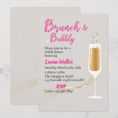 Moderne vrijgezellenfeest brunch en bubbels, grijs kaart (Voorkant / Achterkant)