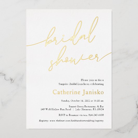 Moderne Vrijgezellenfeest Folie Folie Uitnodiging (Voorkant)