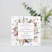 Moderne Vrijgezellenfeest met bloemen en vlinders Kaart (Staand voorkant)