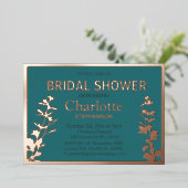 Moderne Vrijgezellenfeest met botanische bladeren Folie Uitnodiging (Staand Voorkant)