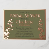 Moderne Vrijgezellenfeest met botanische bladeren Folie Uitnodiging (Voorkant)