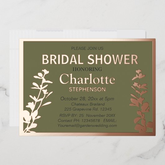 Moderne Vrijgezellenfeest met botanische bladeren Folie Uitnodiging (Envelop)