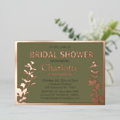 Moderne Vrijgezellenfeest met botanische bladeren Folie Uitnodiging (Staand Voorkant)