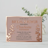 Moderne Vrijgezellenfeest met botanische bladeren Folie Uitnodiging (Staand Voorkant)