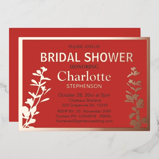 Moderne Vrijgezellenfeest met botanische bladeren Folie Uitnodiging (Voorkant / Achterkant)