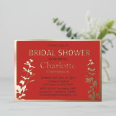 Moderne Vrijgezellenfeest met botanische bladeren Folie Uitnodiging (Staand Voorkant)