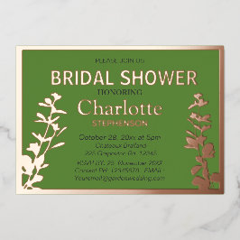 Moderne Vrijgezellenfeest met botanische bladeren Folie Uitnodiging