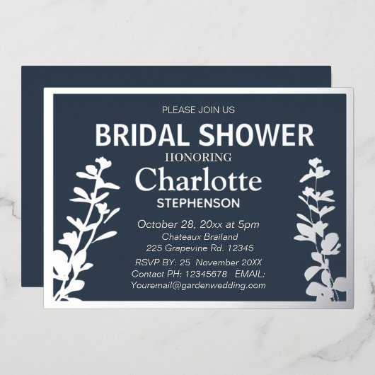 Moderne Vrijgezellenfeest met botanische bladeren Folie Uitnodiging (Voorkant / Achterkant)