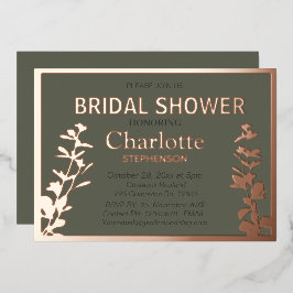 Moderne Vrijgezellenfeest met botanische bladeren Folie Uitnodiging