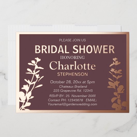 Moderne Vrijgezellenfeest met botanische bladeren Folie Uitnodiging (Envelop)