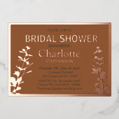 Moderne Vrijgezellenfeest met botanische bladeren Folie Uitnodiging (Voorkant)