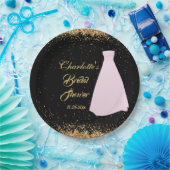 Moderne Vrijgezellenfeest met zwart en goudglitter Papieren Bordje (Feest)