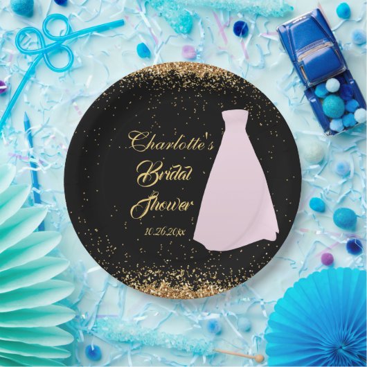 Moderne Vrijgezellenfeest met zwart en goudglitter Papieren Bordje (Feest)