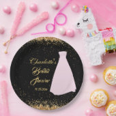 Moderne Vrijgezellenfeest met zwart en goudglitter Papieren Bordje (Feest)