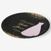 Moderne Vrijgezellenfeest met zwart en goudglitter Papieren Bordje (Gekanteld)