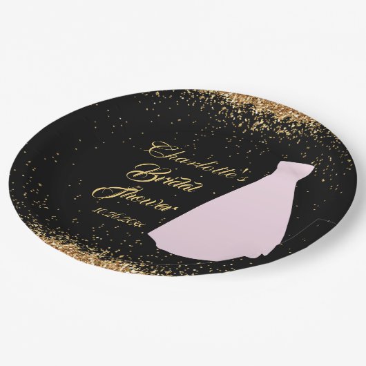 Moderne Vrijgezellenfeest met zwart en goudglitter Papieren Bordje (Gekanteld)